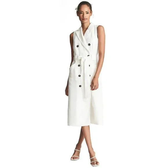 Reiss | Dresses | Reiss Womens Dana Linen Blend Midi Dress Us 4 Uk 8 White  Nwt 33 | Poshmark